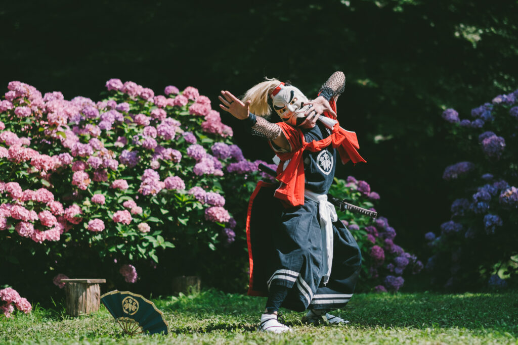 あじさい, 鬼剣舞, 黒岩鬼剣舞, 親水公園お滝さん の写真