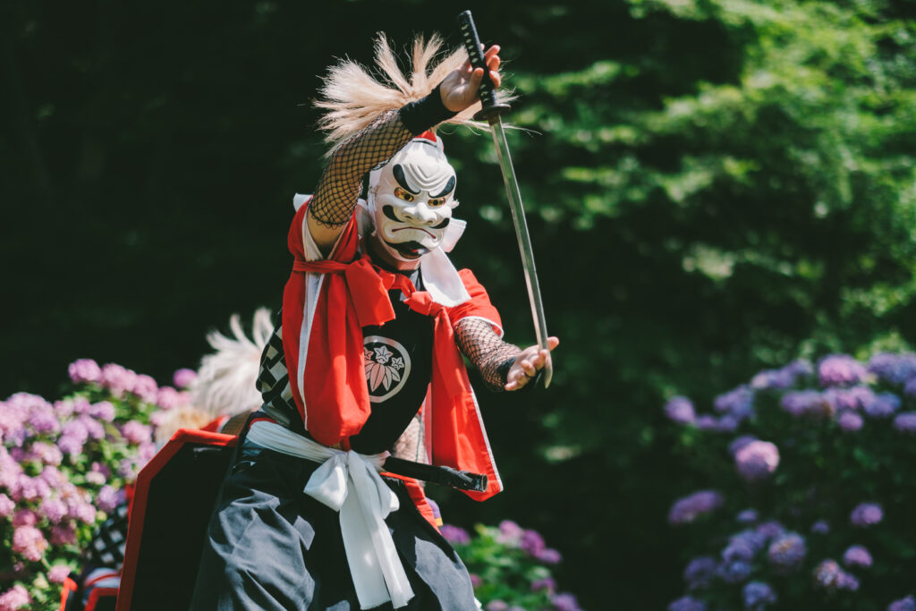 あじさい, 鬼剣舞, 黒岩鬼剣舞, 親水公園お滝さん の写真