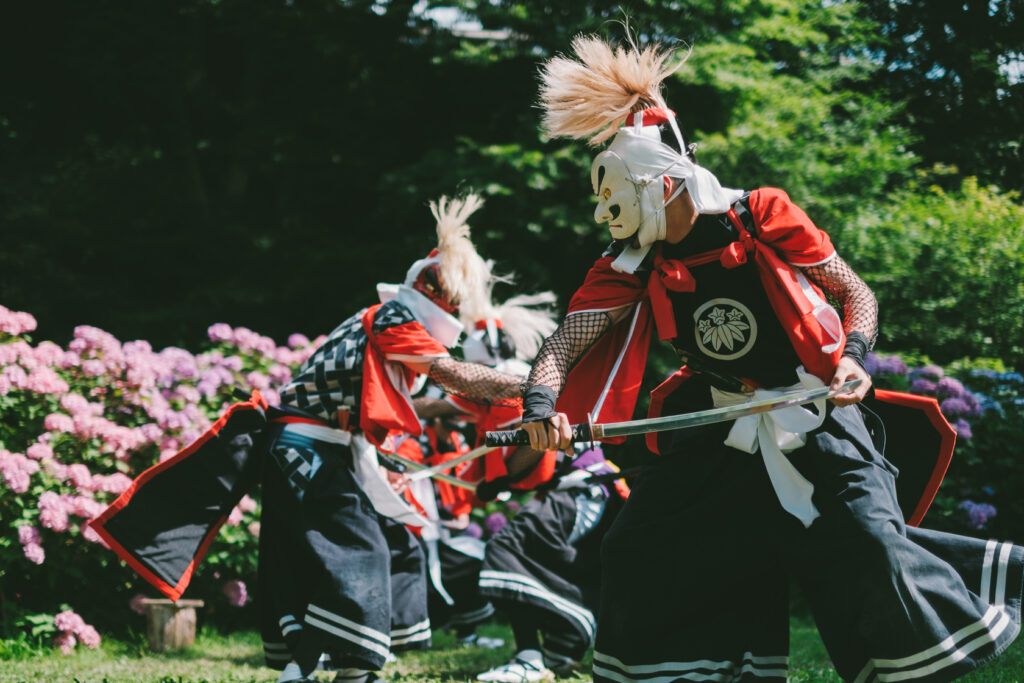 あじさい, 鬼剣舞, 黒岩鬼剣舞, 親水公園お滝さん の写真