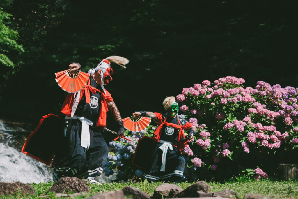 あじさい, 鬼剣舞, 黒岩鬼剣舞, 親水公園お滝さん の写真