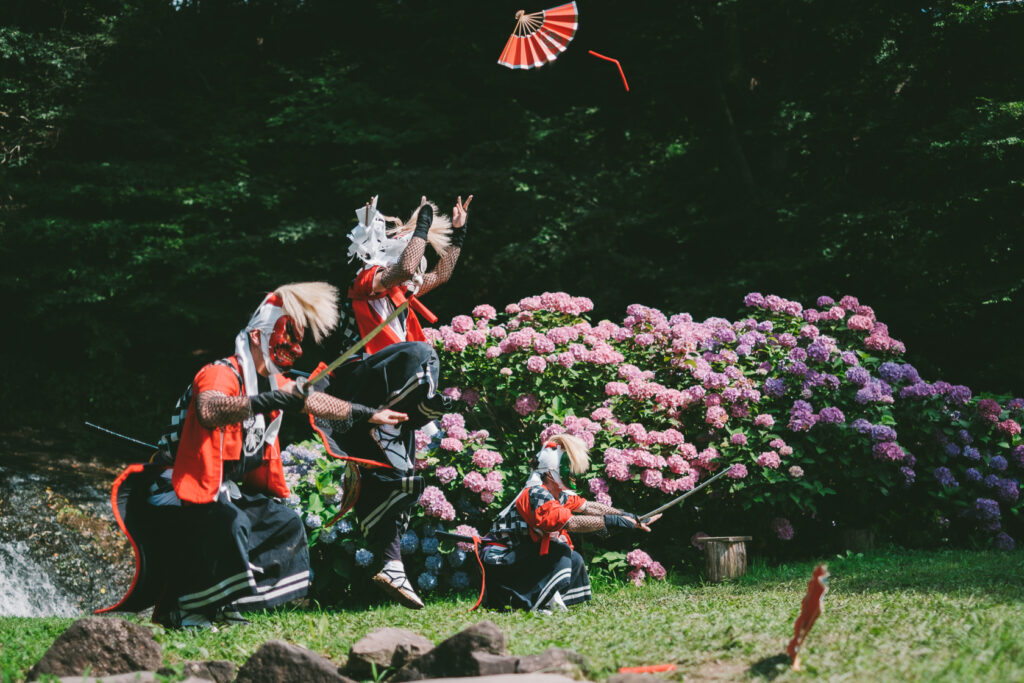 あじさい, 鬼剣舞, 黒岩鬼剣舞, 親水公園お滝さん の写真