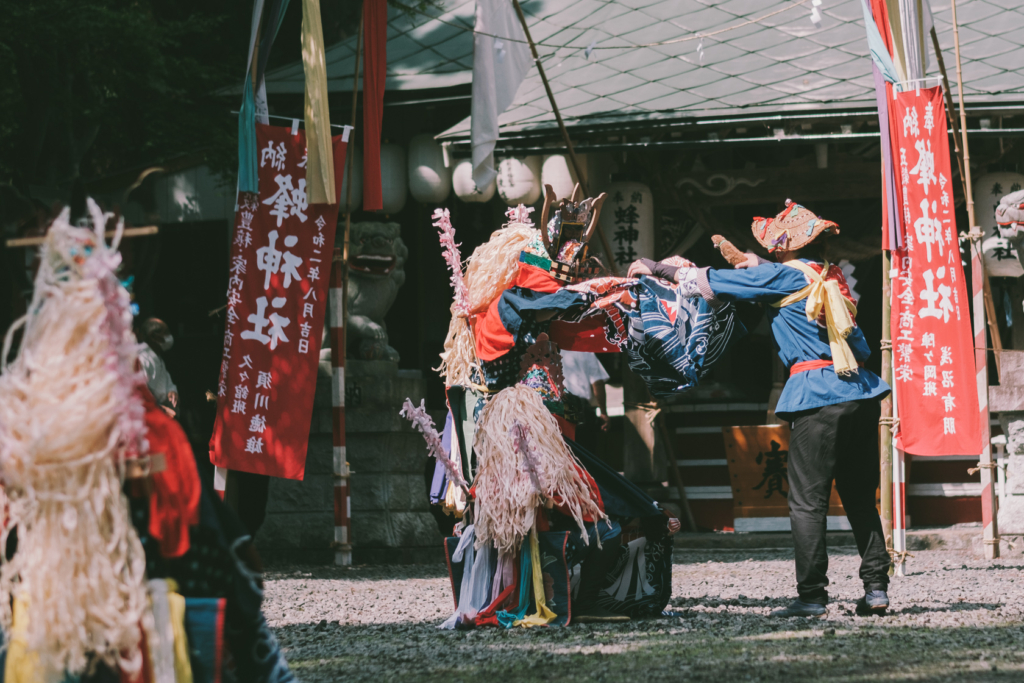 宮手鹿踊, 蜂神社 の写真